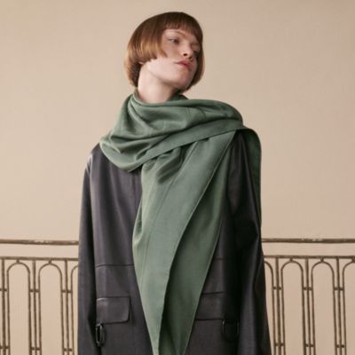 エルメス HERMES カレ 115 クレ ベージュ カシミア 綿 レディス